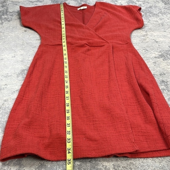 Madewell Cross Front Flutter Sleeve Mini Dress Etruscan Clay Sz S - Picture 10 of 12